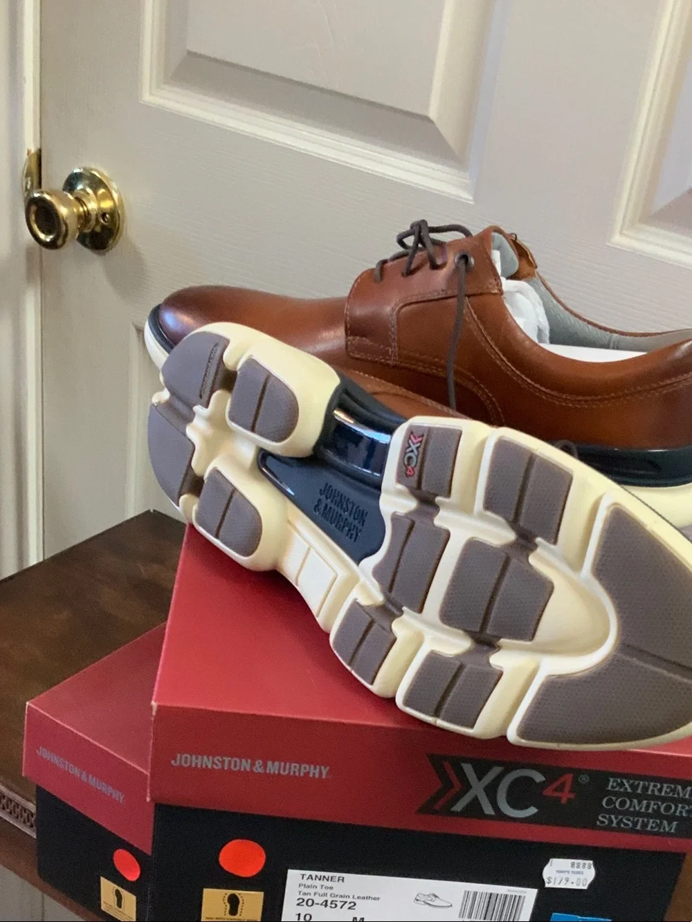 Johnston & Murphy Brown TANNER PLAIN TOE with White Sole